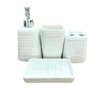 طقم إكسسوارات حمام سيراميك فاخر – 4 قطع