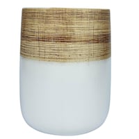 فرشاة حمام مع حامل سيراميك بتصميم خشبي