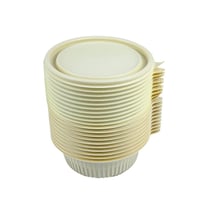 علبة تخزين طعام بلاستيكية بغطاء – لون أصفر باستيل