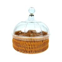 قاعدة كيك بتصميم سلة مع غطاء كريستالي