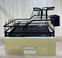 رف تجفيف أطباق من الألمنيوم بطابقين لتنظيم الصحون