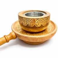 طقم مبخرة خشبي هندي فاخر بنقوش ذهبية