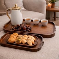 طقم صواني تقديم خشبية للضيافة