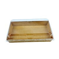 علبة طعام كرافت مستطيلة مع غطاء شفاف 10 قطع