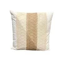 وساده - خداديات قماشية بنقشة منسوجة بلون بيج وابيض