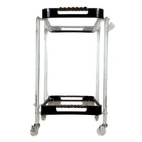 عربة تقديم بطبقتين بإطار شفاف ولمسات خشبية