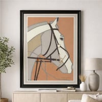 لوحة فنية تجريدية للحصان باطار اسود فاخر