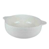 صحن تقديم سيراميك أبيض بمقابض جانبية