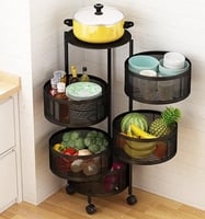 عربة تخزين بسلال دائرية -4ادوار