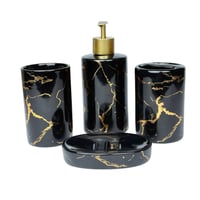 طقم إكسسوارات حمام فاخر بتصميم رخامي