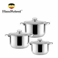 طقم قدور ستانلس ستيل بغطاء زجاجي من هوس رولاند - H...