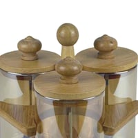 طقم بهارات خشبي بغطاء بني - 4 قطع