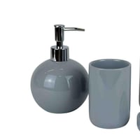 طقم إكسسوارات حمام سيراميك رمادي – 4 قطع