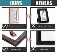 إطار صور خشبي مزدوج الجهتين بمقاس 17.8 × 12.7 سم