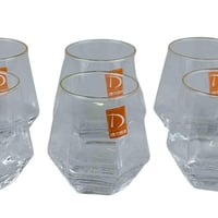 طقم كاسات زجاجية بتصميم هندسي – 6 قطع