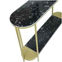 طاولة كونسول بإطار ذهبي وسطح رخامي أسود