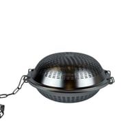 سلة فحم معدنية مع غطاء وسلسلة تعليق