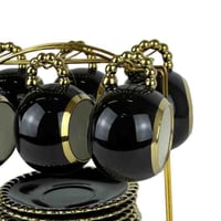 طقم فناجين قهوة سيراميك فاخر بلون أسود ولمسات ذهبي...