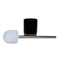 فرشاة حمام مع حافظة سيراميك أسود بلمسة ذهبية