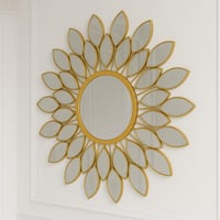 مرآة حائط ذهبية بتصميم أوراق الشجر