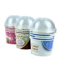 أكواب ورقية آيس كريم مع أغطية بلاستيكية شفافة 10 ق...