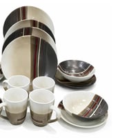 طقم سفرة بورسلان فاخر – تصميم عصري بخطوط أنيقة (16...