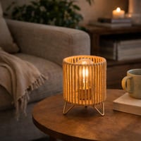 اباجورة ديكور منسوجة بقاعدة معدنية