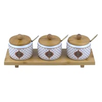 طقم بهارات سيراميك مع قواعد خشبية -3قطع -موديل بال...