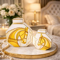 طقم فازات ديكور فاخر بتصميم الحصان الذهبي – قطعتين