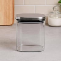 برطمان تخزين زجاج بوروسيليكات بغطاء معدني مقاس S