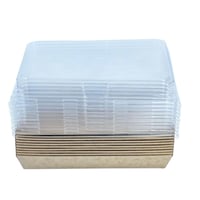 علبة طعام كرافت مستطيلة مع غطاء شفاف 10 قطع