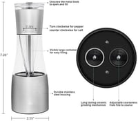 مطحنة ملح وفلفل كهربائية مزدوجة من ستانليس ستيل