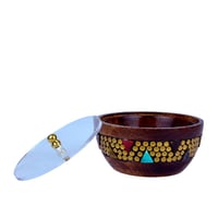 طقم علب تقديم خشبية بغطاء زجاجي - 3 قطع