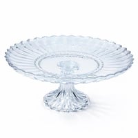 طبق تقديم زجاج شفاف بقاعدة مرتفعة تصميم فاخر