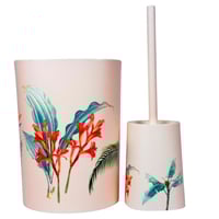 طقم اكسسوارات حمام بلاستيك بطبعة طيور استوائية – 6...