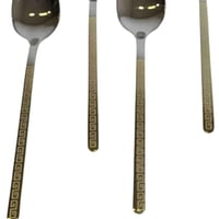 طقم ملاعق طعام استيل مزينة بنقشة ذهبية