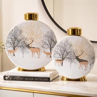 طقم فازات ديكور فاخرة بتصميم الغابة والظباء – لمسة...