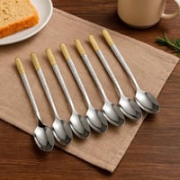 طقم ملاعق طعام استنلس ستيل بنقشة فاخرة – 6 ملاعق