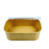 علبة طعام ورقية مستطيلة بغطاء شفاف محكم