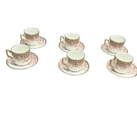 طقم فناجيل شاي سيراميك بنقشة تراثية – 6 قطع