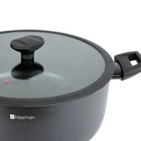 قدر طهي أسود غير لاصق بغطاء زجاجي -Naaman