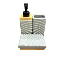 طقم اكسسوارات حمام سيراميك بنقشة تموّجات خشنة