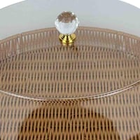 صينية تقديم مستديرة من الخيزران مع غطاء اكريلك أني...