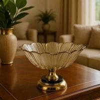 وعاء تقديم زجاجي بقاعدة ذهبية فاخرة
