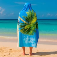 منشفة شاطئية بطباعة نخيل وجزيرة – قطن ناعم وعالي ا...