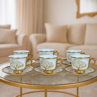 طقم اكواب مزخرفة ـ 6 اكواب مع سيسر