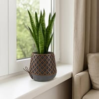 أصيص زرع سيراميك بتصميم شبكي أنيق – حجم كبير