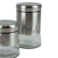 طقم علب تخزين زجاجية بغطاء ستانلس ستيل