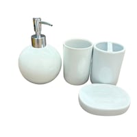 طقم إكسسوارات حمام سيراميك رمادي – 4 قطع