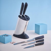 طقم سكاكين مطبخ أنيق مع حامل بتصميم عصري